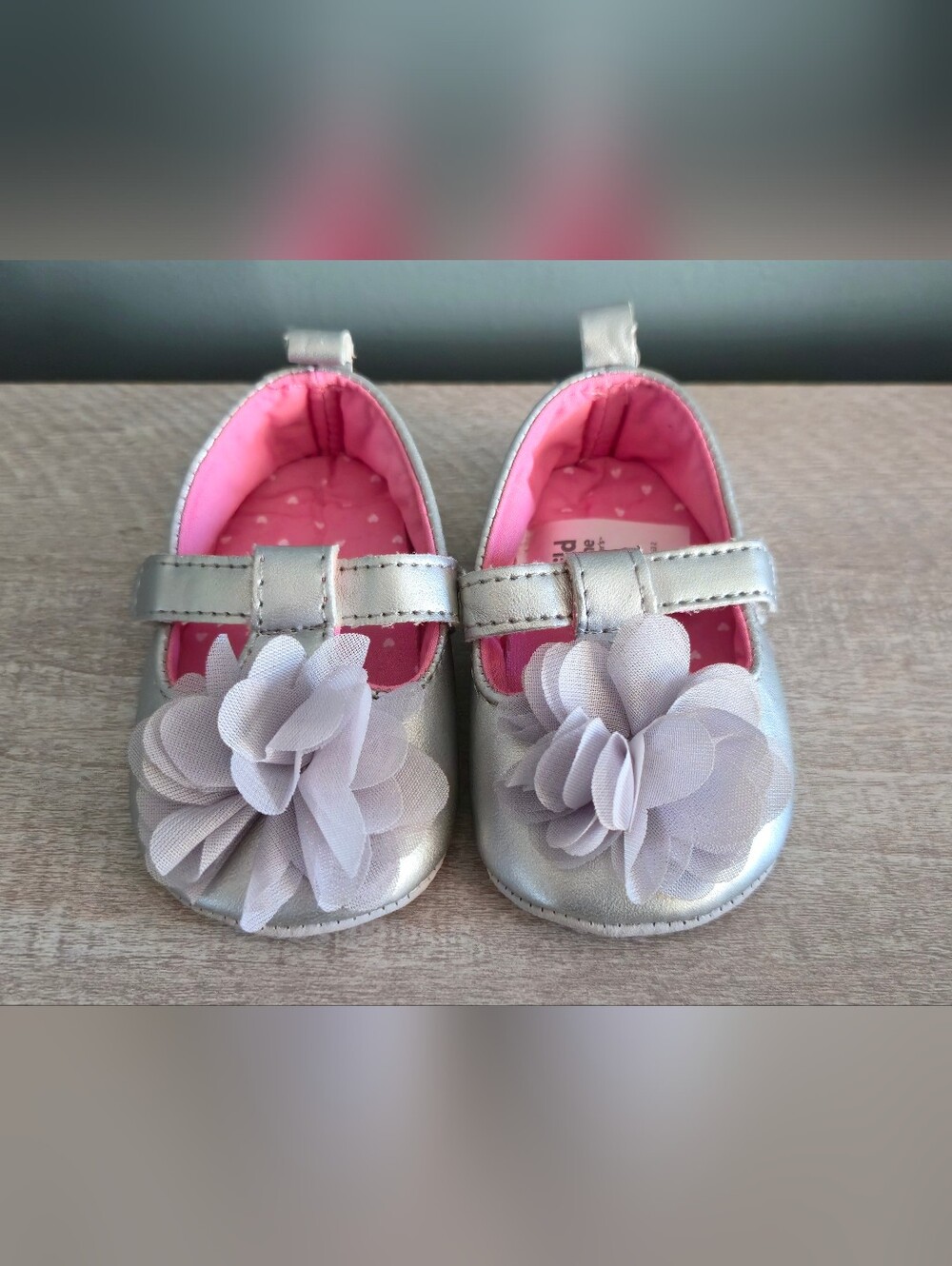Silver Mary Jane Crib Shoes 0-3m